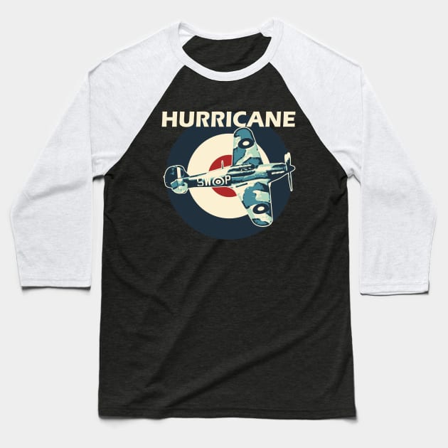 Hawker Hurricane Aircraft Airplane Aeroplane RAF Plane UK Roundel Retro Baseball T-Shirt by BeesTeez